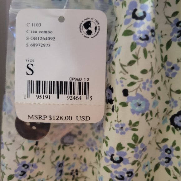 Free People Petunia Mini Dress Blue Floral Cross Back Straps Size Small NWT - Picture 3 of 4